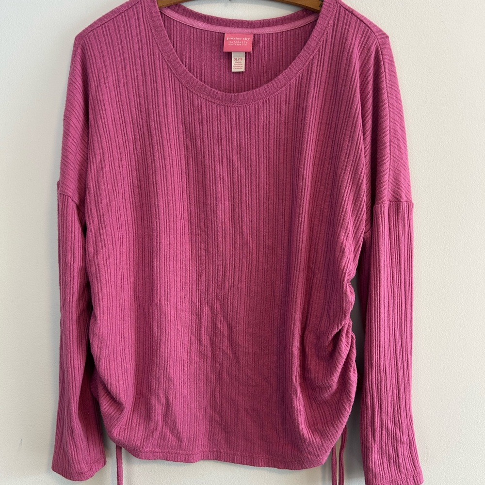 Paisley Sky maternity xl pink Long Sleeve scrunch side Top